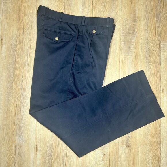 John Martin Mens 34x31 Blue Pleaded Straight Leg Button Cotton Blend Pants - Picture 7 of 7